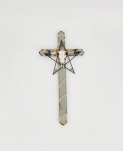 cross large green wood cross w skull star