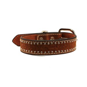collar dbl barrel tooled leather