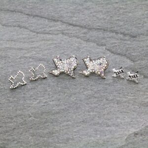 earring 3 pair texas map w clear crystals