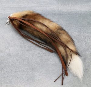 key chain bag charm fur tail w leather tassel 18