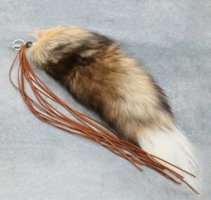 key chain bag charm fur tail w leather tassel 22
