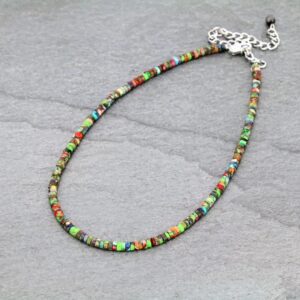 necklace 15 4mmx1mm light tone stone bead