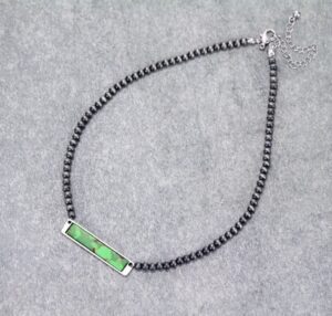 necklace navajo pearl w bar green stone choker
