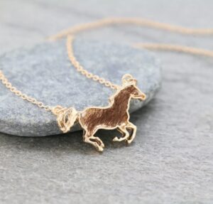 necklace genuine leather horse pendant