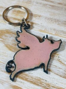 key chain metal flying pig
