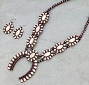 necklace set navajo style pearl squash blossom w e